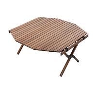 Mesa de picnic octogonal plegable portátil de madera de haya para acampar y barbacoa, imprescindible para viajes de conducción autónoma