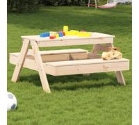 Mesa de picnic para niños de madera de pino maciza, 88 x 97 x 52 cm, mesa exterior para juegos y dibujo, asientos con lamas ventilados para jardín, escuela o parque