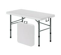 Mesa de picnic plegable para exteriores, ligera, impermeable, para 4 a 6 personas, mesa de jardín asequible para bodas, mercado, fiestas, picnics, color blanco, 122 x 61 x 74 cm