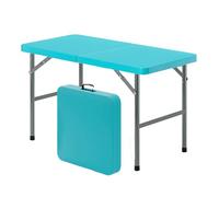Mesa de picnic plegable portátil, ligera, impermeable, para 4 a 6 personas, mesa de jardín asequible para bodas, eventos al aire libre, fiestas, color azul, 120 x 56 x 74 cm