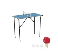 Mesa de Ping-Pong abatible Relaxdays Mini, para Interior, Ahorra Espacio, HBT: 76 x 88 x 48 cm, MDF y Acero, Azul
