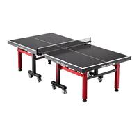 Mesa de Ping Pong Plegable Tamaño Oficial 2.74x1.525m con Ruedas, Marco Metálico Rojo & Negro Resistente para Interior y Exterior(50mm*25mm)