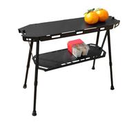 Mesa de playa genérica - Camping mesa plegable | Portátil de aluminio Alloy Storage Racks Outdoor Travel Picnic BBQ Lightweight Camp Shelf Dining Garden Stand Cook Station for Outdoor