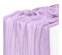 Mesa de poliéster para camino con aspecto de gasa semitransparente para boda, fiesta, comedor, decoración de mesa de picnic y reunión (90 x 400 cm, morado)