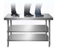 Mesa de PreparacióN Acero Inoxidable Mesa De Trabajo Para Preparación De Alimentos, De Acero Inoxidable, Con 3 Estantes Para Barbacoa Al Aire Libre, Cocina, Garaje Y Mesas De Servicio.(LxW 100x70cm(39