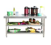 Mesa de PreparacióN Acero Inoxidable Stainless Steel Table Metal Utility Kitchen Prep Work Bench, School Hotel Catering Operation Desk With Undershelf, Rust-proof Service Tables(2 tier,LxWxH 80x80x80c
