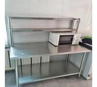 Mesa de preparación de acero inoxidable con almacenamiento, banco de trabajo comercial con 2 estantes ajustables para cocina y restaurante, 63 pulgadas de altura