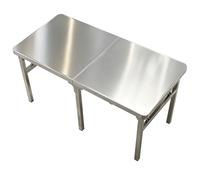 Mesa de preparación de acero inoxidable, isla de cocina plegable por la mitad con certificación NSF, mesa de trabajo comercial para cocina, restaurante, hotel, garaje, fácil almacenamiento