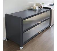 Mesa de preparación de cocina multicapa con almacenamiento a prueba de polvo, estante para horno microondas versátil, armario lateral de comedor 80 x 44 x 85 cm, elegante diseño Svart para uso