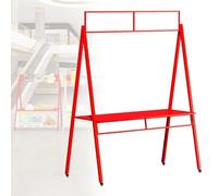 Mesa de promoción portátil, soporte de exhibición de mercado de hierro, escritorio de recepción de publicidad de metal con ruedas