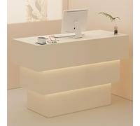 Mesa de recepción con agujero para cables, escritorio de pago al por menor con almacenamiento abierto, muebles modernos de recepción para salones y tiendas