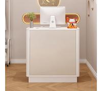 Mesa de recepción con cajones con cerradura y agujero para enhebrar, moderno escritorio frontal de computadora de oficina para vestíbulo de oficina en casa