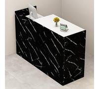 Mesa de recepción de madera con cajón con cerradura y armario de almacenamiento, escritorio de salida para minoristas, escritorio de recepción negro con diseño moderno