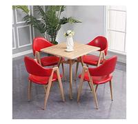 Mesa de recepción simple y sillas modernas para sala de estar, mesa de ocio, mesa de comedor y silla, juego de 5 unidades de 60 cm, mesa redonda de madera maciza, mesa de centro nórdico, patas de