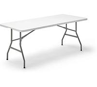 Mesa de resina plegable rectangular color blanco crudo de 180x75x74cm, chasis tubular 25mm pintado EPOXI, sin mantenimiento ,fácil almacenaje, ideal para reuniones con familiares o amigos.