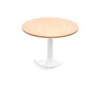 Mesa De Reunion Rocada Meeting 3005Atw01 Estructura Columna Acero Blanco Tablero Madera Haya 100 Cm Diametro