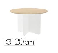 Mesa De Reunion Rocada Redonda 3006Aw01 Estructura Madera En Aspas Color Blanco Tablero Haya 120Cm Diametro
