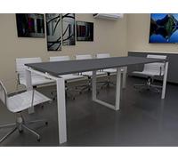 Mesa de Reuniones con Estructura Abierta, Pata Retranqueada, de 240x100cm. FABRICACIÓN Nacional. Entrega de 3 a 7 dias. (Tablero Gris Grafito, Estructura Blanco)