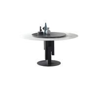 Mesa De Reuniones De Oficina Mesa de comedor redonda de pizarra, mesa de comedor casera sencilla con plato giratorio, mesa de comedor redonda (tamaño: S: 47 pulgadas, M: 51 pulgadas) Mesa De Comedor(S