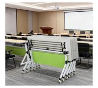 Mesa de reuniones modular con ruedas silenciosas de 360°, escritorio plegable compacto para espacios pequeños, iglesias, universidades, 62 x 19.6 x 29.5 pulgadas, piel de oficina versátil