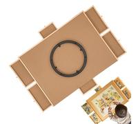 Mesa de rompecabezas giratoria, mesa de rompecabezas giratoria de madera con cajón, organizador de rompecabezas de madera protegible, mesa de rompecabezas de madera para adultos y niños