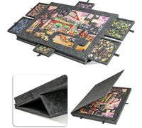Mesa de Rompecabezas Inclinable con Soporte de Rompecabezas 2 en 1 y Tapa, Tablero de Fieltro Ligero con 6 Cajones de Colores, Mesa Portátil para Juegos, Rega Dark Grey 1500 Pieces [90 × 63 × 4.2 cm]