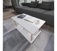 Mesa de salón, mesa de sofá de madera en color blanco, mesa auxiliar, pequeña mesa de centro rectangular, estantería para libros, estantería para flores, estantería decorativa, mesa de cocina, mesa de