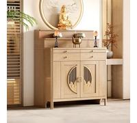 Mesa de santuario personal, budista de madera maciza con cajón y almacenamiento, gabinete de nicho de Buda chino para el hogar, la oficina (madera, 27.2 x 23.6 x 50 pulgadas)