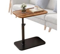Mesa De Servicio En Forma de C - Altura Ajustable Y Rotación De 360° Para Espacios Pequeños | Se Desliza Debajo Del Sofá Como Cama O Mesa Enterable | Disponible En Marrón Y Negro Para Sala De