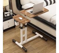 Mesa de Sobrecama 4 Ruedas, Mesa de Escritorio Altura Ajustable, Estructura Robusta de Acero, para Casa, Oficina, Lugar de Trabajo, Rústico, Salón(Brown)