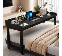 Mesa de Sobrecama 4 Ruedas para Bastidor de Cama Tamao Matrimonial/Queen, Escritorio de Cama móvil para el hogar con deflectores, Carrito para computadora portátil(Black,180*40*80cm/71*16*31in)