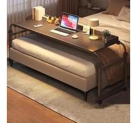 Mesa de Sobrecama Con 4 Ruedas para Bastidor de Cama Tamaño Matrimonial/Queen - Funciona Como Bar, Comedor o Carrito de Computadora Portátil - Escritorio (Color: Negro)