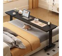 Mesa de Sobrecama con Ruedas, Rolling Desk Over Bed Mesa Auxiliar Ajustable, Escritorio King Queen, Para Ordenador Portátil Para Dormitorio, Salón, Hospital(Black 1,180*40*63cm/71*16*25in)