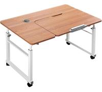 Mesa de sobrecama con ruedas y parte superior inclinable, escritorio móvil de altura ajustable para computadora para uso en cama