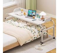 Mesa de sobrecama, escritorio médico ajustable en altura con ruedas, 65-95 cm, mesa móvil para laptop, para uso en mesita de noche, bandeja de alimentos incluida