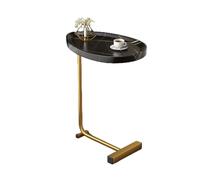 Mesa de sofá en forma de C - Mesa de centro con marco de metal en el extremo | Mesa estrecha y delgada para TV | Mesa de té y aperitivos rústicos | Para uso cómodo en la sala de estar u oficina bajo