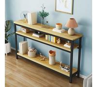 Mesa de sofá industrial con patas de acero al carbono resistentes, 3 niveles, esquinas redondeadas para cuadernos y papelería, decoración moderna del hogar