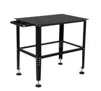 Mesa de soldadura, banco de trabajo de acero, soporta hasta 700 kg, mesa de trabajo con agujeros de 1,6 cm, estante y patas con recubrimiento en polvo, mesa multifunción de 91 x 61 cm