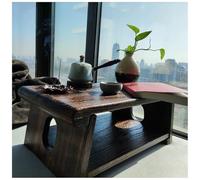 Mesa de suelo plegable japonesa con almacenamiento, mesa baja de café y té, mesa de meditación, altar, bandeja de cama de madera para sala de estar, marrón, 70 x 35 x 28 cm, 60 cm