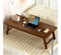 Mesa de suelo plegable portátil para té, café, laptop, cama, ventana y fiestas, versátil diseño marrón de 60 cm, para el hogar y actividades al aire libre