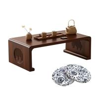 Mesa de Tatami de Madera Maciza, Coffee Table Baja Tallada para Sala de Estar, Patio, Tatami, Mesa de Centro Japonesa para Sentarse en El Suelo, Meditar, Tomar El Té(Brown,100x55x30cm/39x22x12in)