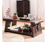 Mesa de té con patas plegables de madera, mesa baja de café, mesa de centro japonesa antigua, mesa de altar portátil, mesa de tatami multifuncional para meditación en el hogar (tamaño: 19.69 pulgadas