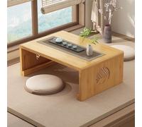 Mesa de té plegable de bambú japonesa, mesa de café plegable para meditación y sala de estar, mesa de altar bajo, estilo mesa de decoración del hogar (tronco mediano)