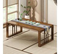Mesa de té plegable japonesa, mesa de centro compacta de bambú, mesa baja fácil de limpiar para sala de estar, oficina, comedor, diseño que ahorra espacio