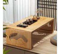 Mesa de té plegable Tatami, mesa baja de bambú para sala de estar y balcón, construcción de madera maciza con tallado tradicional, soporta hasta 100 kg, no requiere montaje