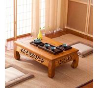 Mesa de té Tatami de madera maciza, tallado tradicional, bordes lisos, no requiere montaje, mesa baja para decoración del hogar