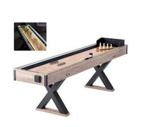 Mesa de tejo VEVOR, juego de tejo con luces LED de 9 pies para sala de juegos familiar, juego combinado de tejo y bolos 2 en 1, con campo de juego resistente a rayones, patas, 8 discos, juego de bolos