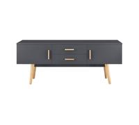 Mesa de tele alavus 140 x 40 x 56 cm aglomerado/madera gris oscuro [en.casa]