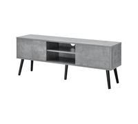 Mesa de tele eskilstuna con 2 puertas 2 estantes aglomerado/madera 120 x 30 x 47 cm efecto hormigón y negro [en.casa]