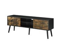 Mesa de tele eskilstuna con 2 puertas 2 estantes aglomerado/madera 120 x 30 x 47 cm negro y efecto de madera oscura/negro [en.casa]